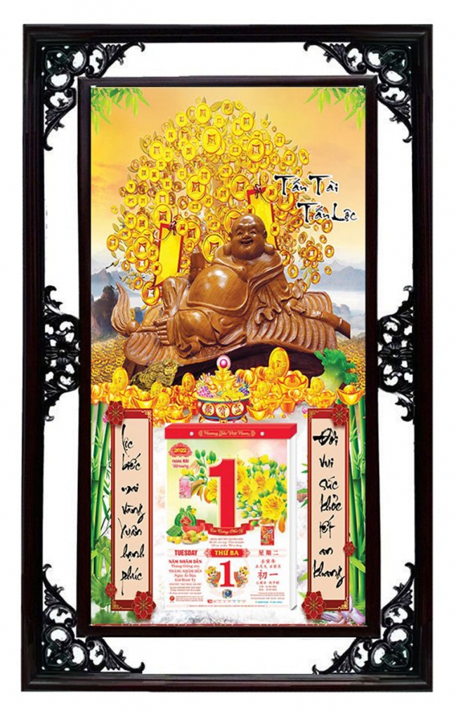 Lịch Cao Cấp 2022 Tấn Tài Tấn Lộc Khung Đôi (50x82 Cm)